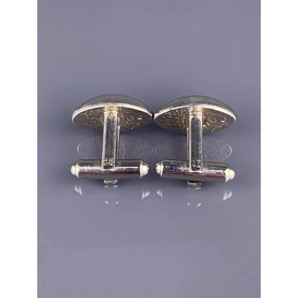 Football Cufflinks Silver Tone Team Sports Pigskin Game American Hickok Vintage